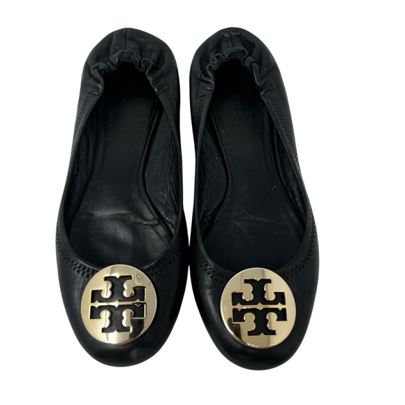 Tory Burch Shoes - Tory Burch Black Flats with Gold Logo